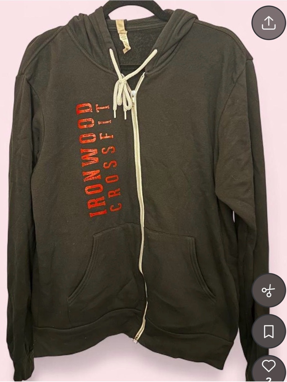 Bella Canvas Gray Zip-Up Hoodie with Red Vertical Print